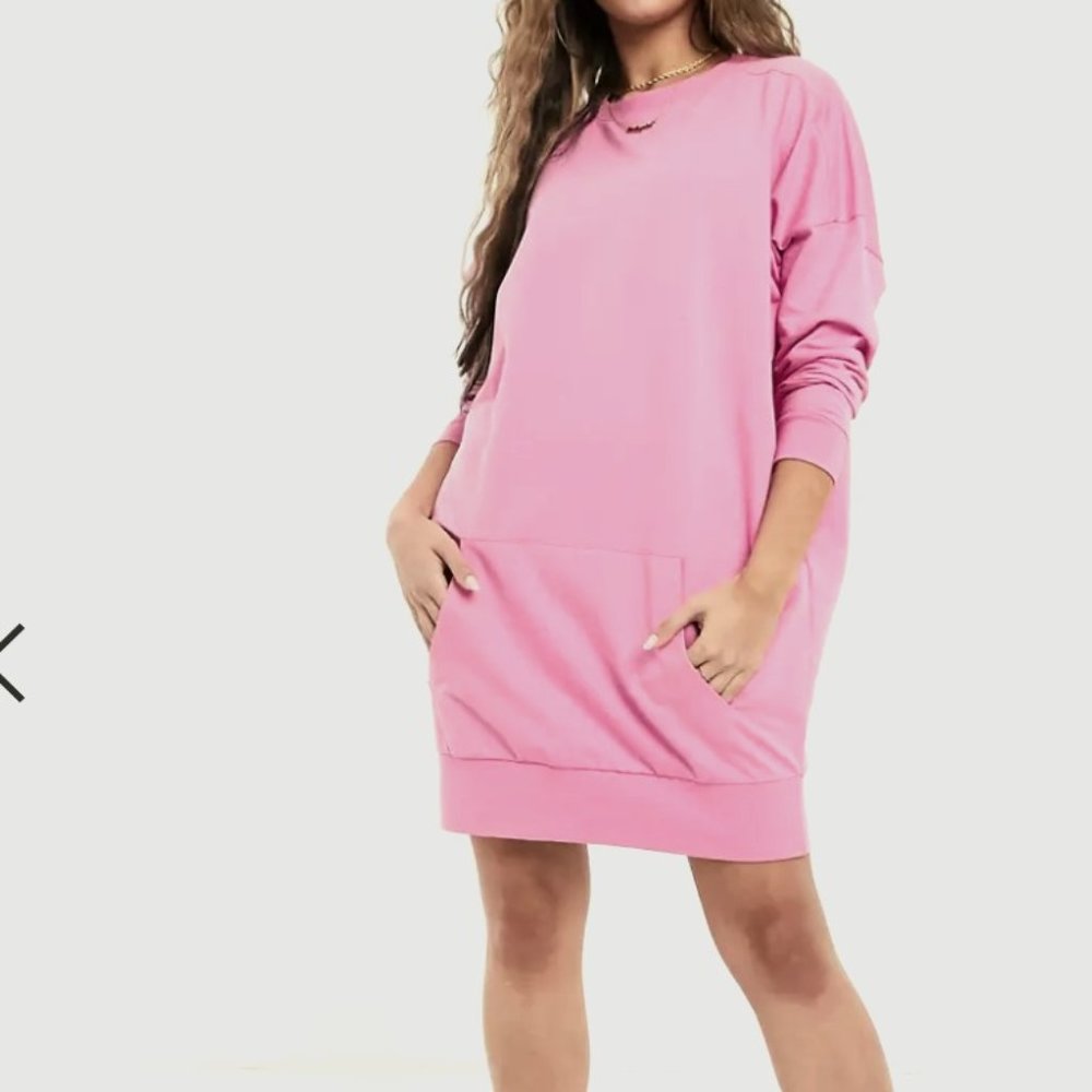 ASOS DESIGN Pink sweat dress with front pocket